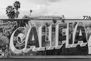 photo of a building in Calfironia with a mural