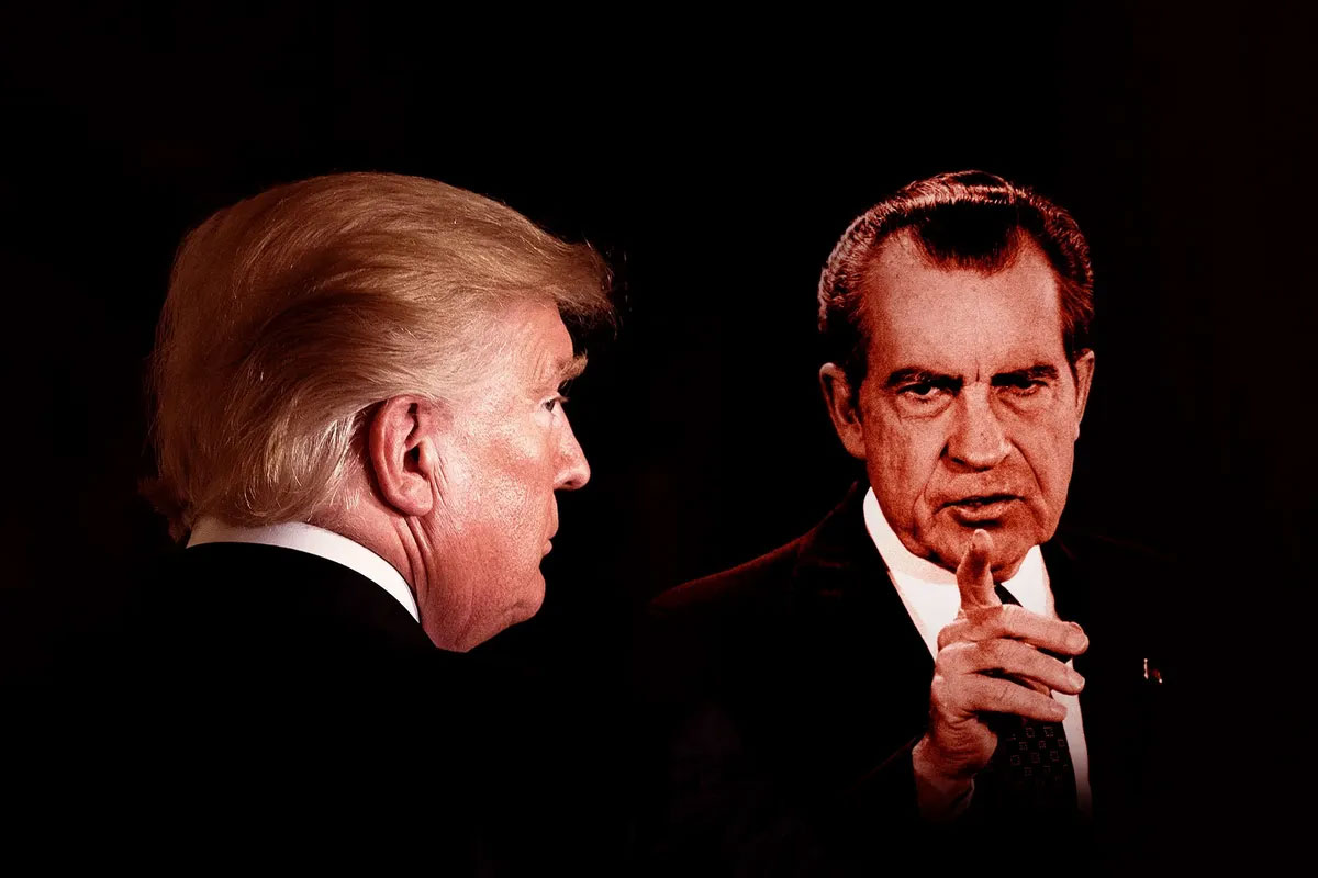 image of Trump on left and Nixon on right